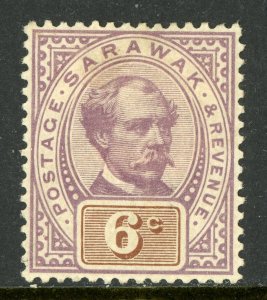 Sarawak 1888 Sir Charles Brooke 6¢ Lilac & Brown Sc #13 Mint G942 ⭐⭐⭐