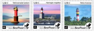 Estonia Finland Lithuania 2024 Lighthouses Definitives BeePost set of 3 stamps