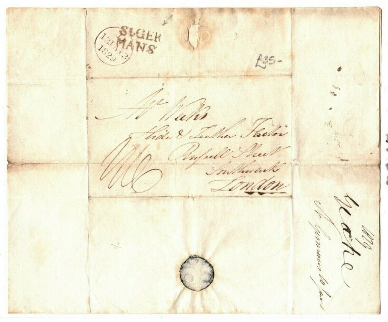 GB CORNWALL Cover 1829 Superb *St.GER/MANS* Postmark St Germans EL Letter EP39