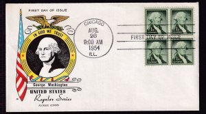 1954 George Washington Sc 1031 FDC LIberty Issue with Fluegel cachet (WE