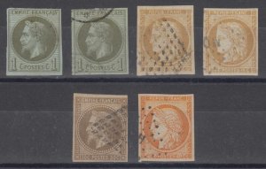 FRANCE FRENCH COLONIES 1871-72 CERES+ Sc 7, 10 & 13-14 SIX SINGLES USED €295.00 