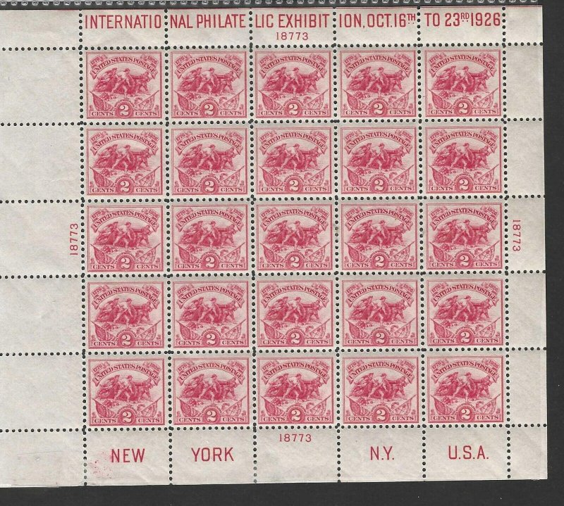 US 19286 SCOTT # 630 INT'L PHILATELIC EXHIBITION S. SHEET OF 25 NEVER HINGED