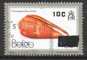 Belize 424A: 10c on 35c Glory-of-the-Atlantic Cone, used, VF