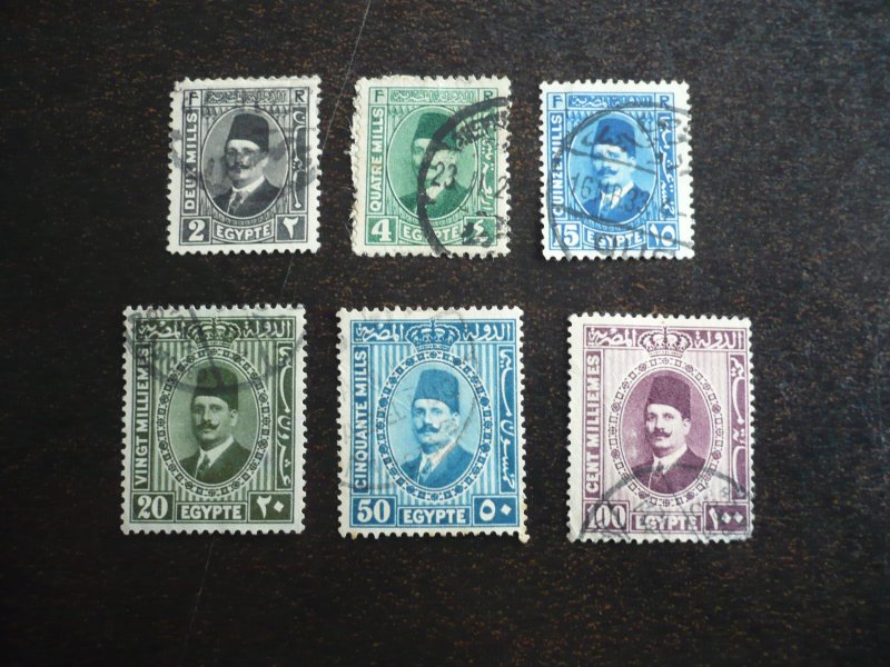 Stamps - Egypt - Scott# 129,134,139,142,145,146 - Used Part Set of 6 Stamps