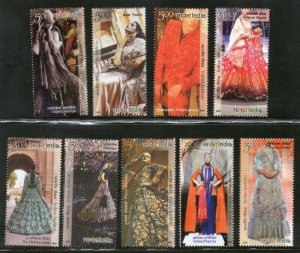 India 2020 Indian Fashion Series 4 Designer’s Costumes Culture Textile 9v MNH