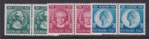 Rhine Palatinate (Germany), Scott 6NB7-6NB9, MNH pairs