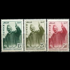 MOROCCO 1957 - Scott# 13-5 Indep. Set of 3 LH