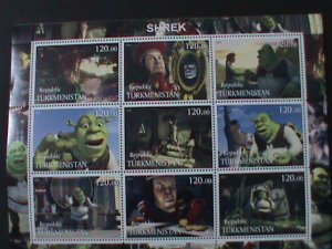 TURKMENISTAN-2001 CARTOON-FAMOUS MOVIE-SHREK MNH-SHEET VERY FINE