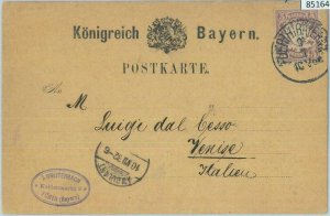 85164 - GERMANY Bayern - Postal History - FORMULAR STATIONERY CARD to ITALY 1882