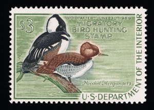 AFFORDABLE GENUINE SCOTT #RW35 F-VF MINT OG LH 1968 FEDERAL DUCK STAMP #19417