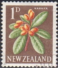 New Zealand 334 - Used - 1p Karaka Flower (1960)