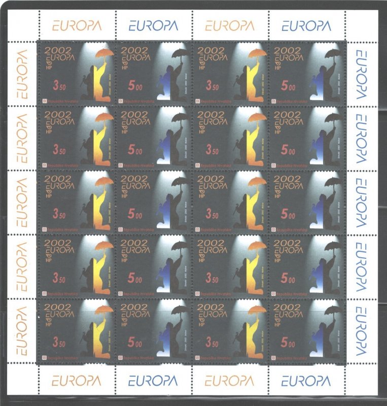 CROATIA 2002 EUROPE #490a-b,MNH;1 SET=$1.25;YOU CHOOSE STAMP(S) POSITION