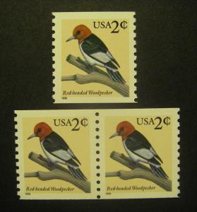 Scott 3045, 2c Red-headed Woodpecker, Single & Pair MNH