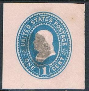 USA U294, 1c Franklin, Cut Square, used