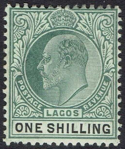 LAGOS 1904 KEVII 1/- WMK MULTI CROWN CA