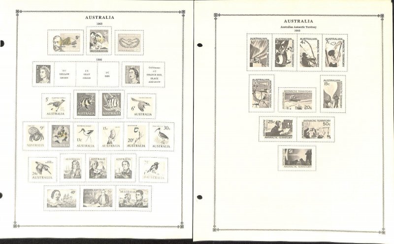 Australia Stamp Collection 14 Scott International & Quad Pages, 1913-1967