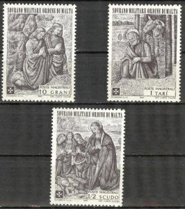 Sovereign Military Order of Malta 1969 Art Paintings Christmas set of 3 MNH