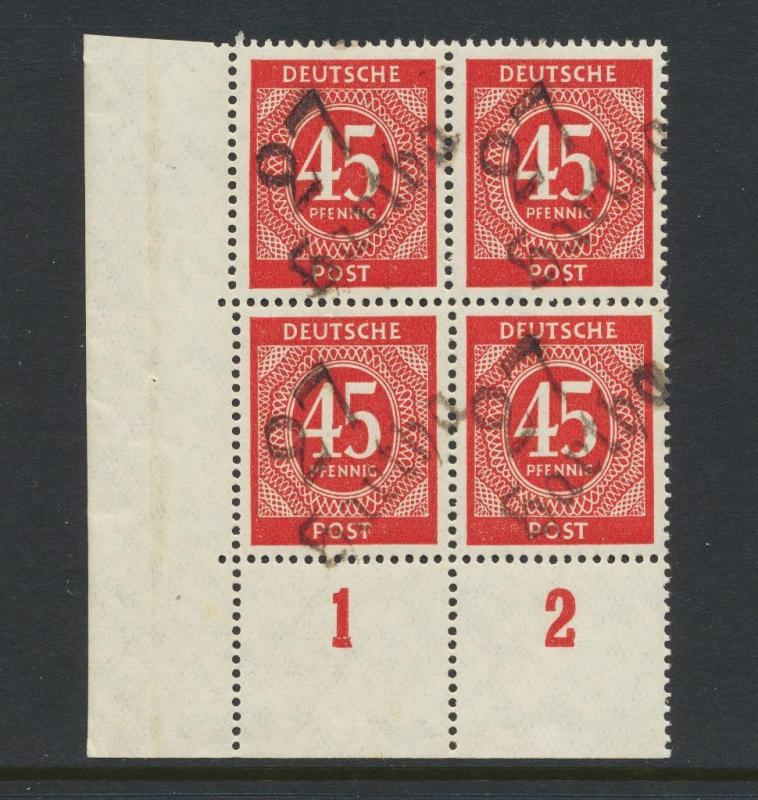 GERMANY - SOVIET ZONE  HARTHA BEZIRK 27  1948, 45pf BLOCK VF NH