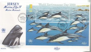 Jersey 2000  Enviroment Day Miniature Sheet on FDC (With Logo)