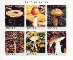 Angola 2000 Mushrooms-Fungi Sheetlet (6) Perforated MNH