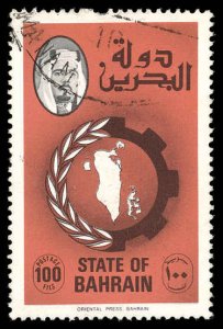 BAHRAIN Sc 232 VF/USED - 1977 100F  Map of Bahrain