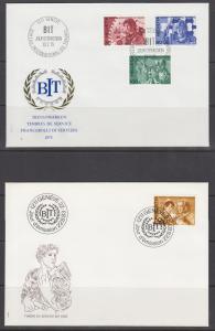 Switzerland Sc 3O97/3O109 FDCs. 1956-88 International Labor Bureau, 6 FDCs. UN