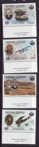 Sierra Leone-Sc#680-3-unused NH set-Planes-Aviation-Lindbergh-1985-