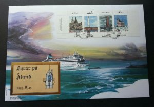 Aland Lighthouses 1992 Marine Building Duck Fish Bird Ship (booklet FDC) *rare