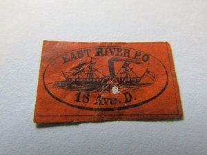 US Local Stamps 1855, Scott # 62L4, East River Post Office, 18 Ave. D. New York,