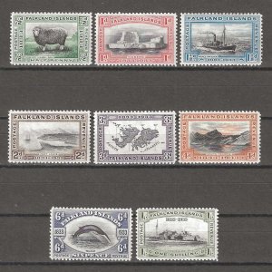 FALKLAND ISLANDS 1933 SG 127/34 MNH