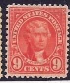 US #641 9 cent Jefferson MNH