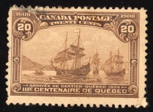 Canada Scott 103 Used 20c Yellow Brown 1908 Quebec Tercent Lot T683 bhmstamps