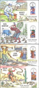 #3083-86 Folk Heroes Collins FDC Set