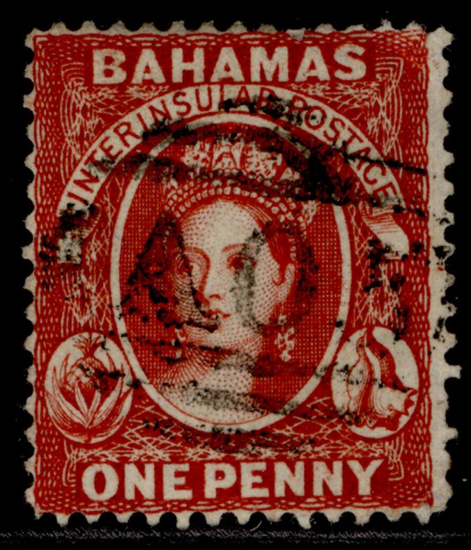 BAHAMAS QV SG33x, 1d scarlet, USED. Cat £23. 