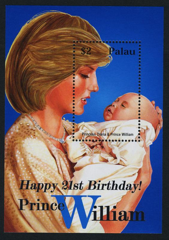 Palau 727-8 MNH Prince William 21st Birthday, Princess Diana