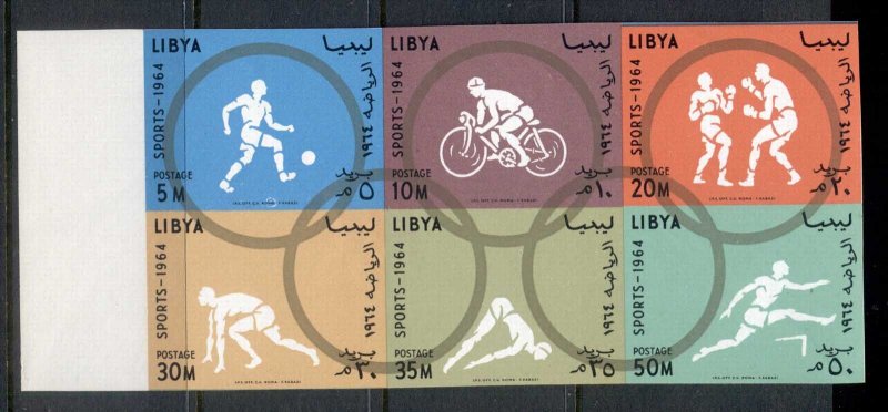 Libya 1964 Summer Olympics Tokyo blk6 IMPERF MUH