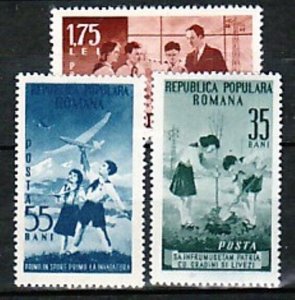 Romania Sc 933-5 MNH Set of 1953 - Youths -Pioners, Propaganda