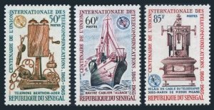 Senegal 247-249,MNH.Mi 304-306. ITU-100, 1965. Telephone,Cable ship Alsace,Relay