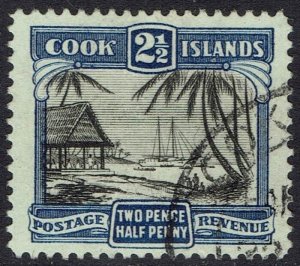 COOK ISLANDS 1932 PICTORIAL 2½D NO WMK PERF 13 USED