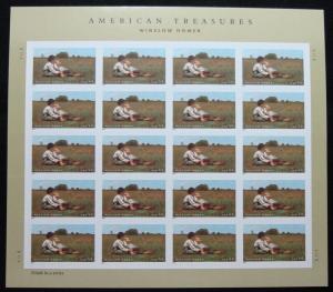 US #4472 MNH Pane of 20, Winslow Homer, SCV $18.00