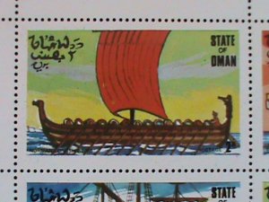 ​STATE OF OMAN AIRMAIL STAMP: 1977-CARGO CLASSIC SHIPS- MNH - MINI SHEET.