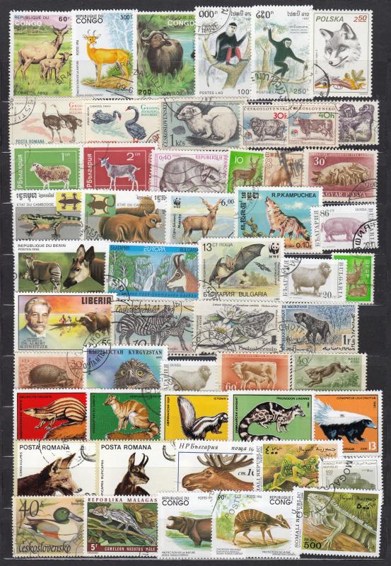 Animals from different islands and continen-155+ small stamp lot №2 - (2339)
