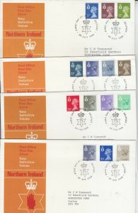 1974-1984 NORTHERN IRELAND MACHIN DEFINITIVE FIRST DAY COVERS X8