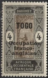 Togo 178 (mh) 4c man climbing oil palm, dk blue & black, ovptd (1916-17)