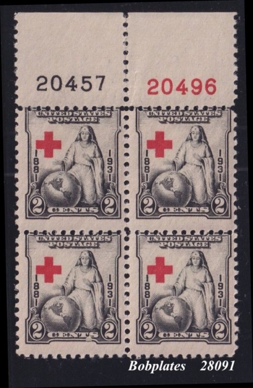 BOBPLATES US #702 Red Cross Top Left Plate Block 20457 20496 MNH