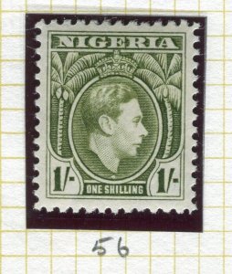 NIGERIA; 1938 early GVI issue fine Mint hinged Shade of 1s. value