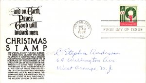 #1205 Christmas 1962 – Anderson Cachet Addressed to Anderson SCand