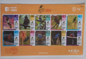 C) 2024. COLOMBIA, RISARALDA FESTIVAL MULTIPLE STAMPS OF TYPICAL BIRDS OF THE XF