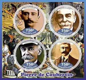 Stamps. Olympic games. Pierre De Coubertin  2019 year 1+1 sheets perforated