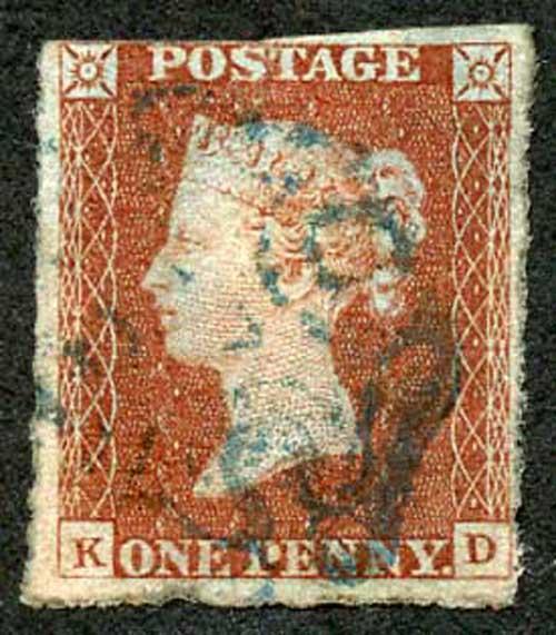 1841 Penny Red (KD) 4 Margin Blue MX Cat from 650 Pounds